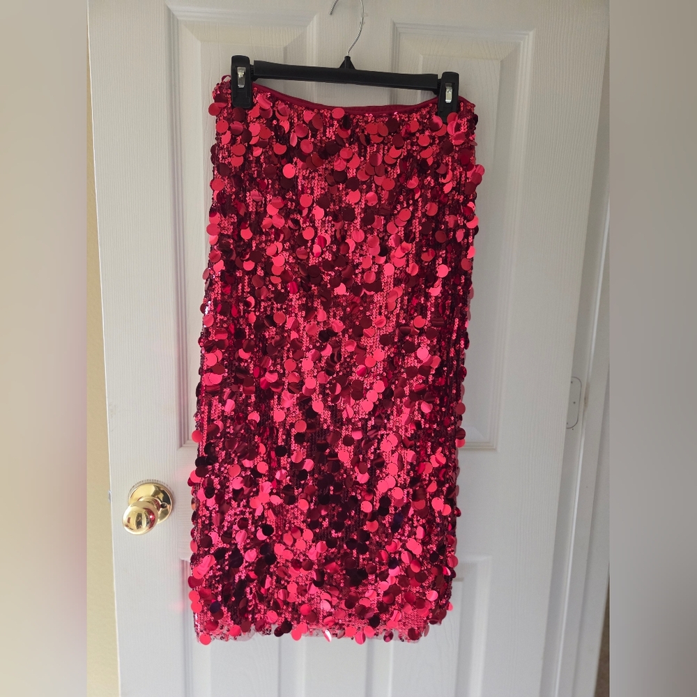 Red Sequin Pencil Skirt